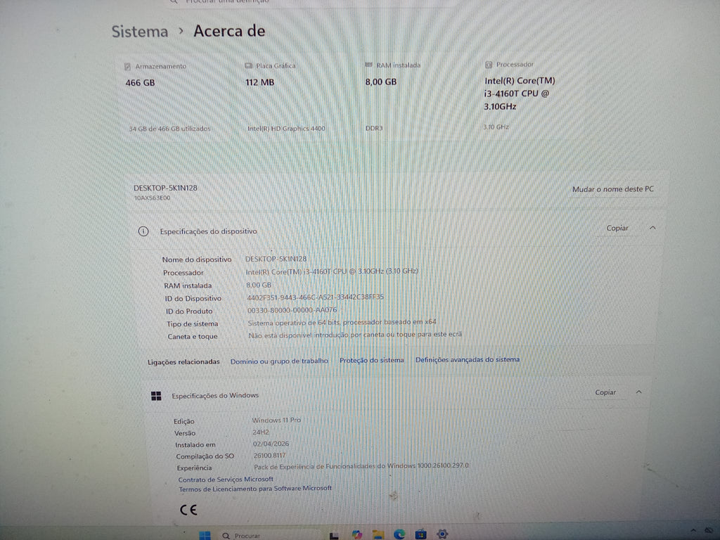 Estação de Trabalho Completa Lenovo ThinkCentre M73 + Monitor 21.5" + Combo Sem Fios Ergonómico
